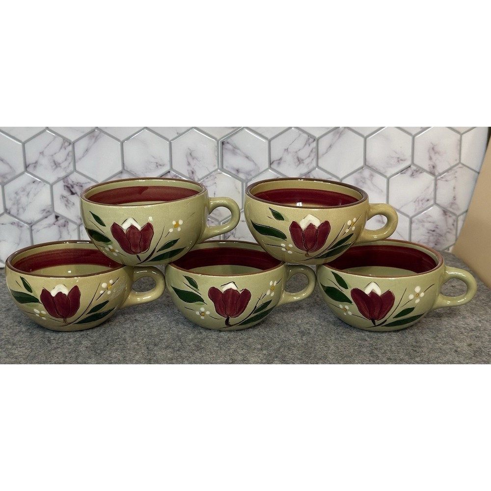 Stangl Pottery MCM Magnolia Pattern Cups 5 EUC!